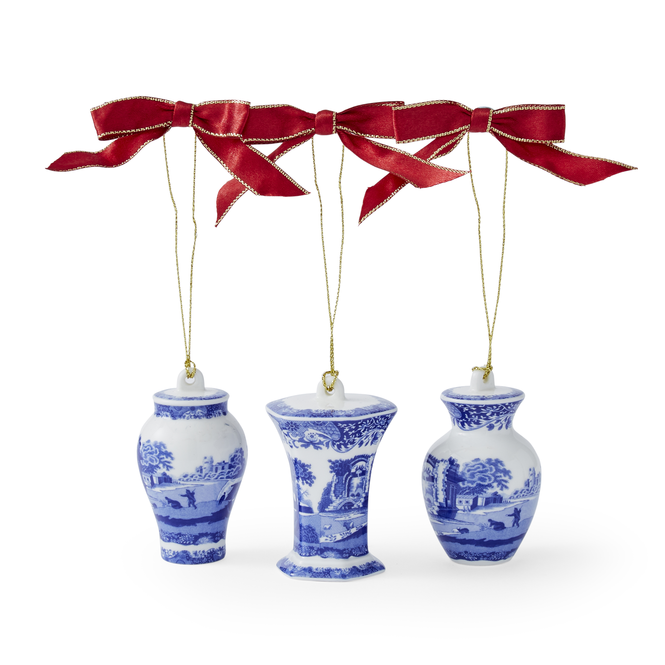 Blue Italian Mini Urn Ornaments (Set of 3) image number null